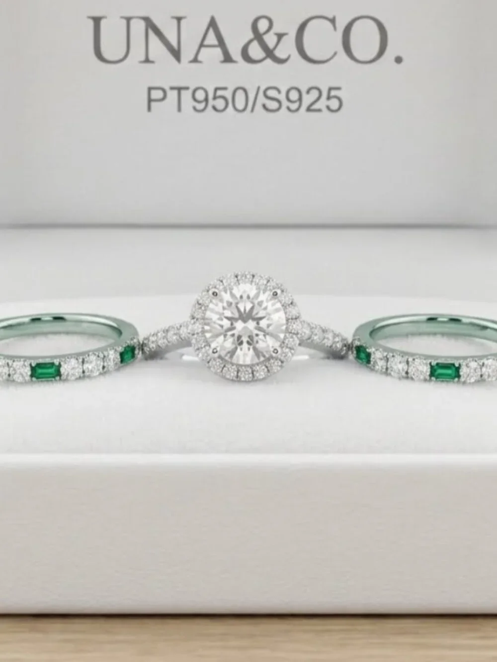UNA&CO Platinum-Plated Sterling Silver 2.00ct Tw Ring Set - Size 6